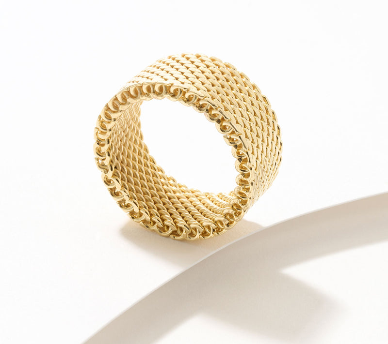 David Markstein Bronze Couture Tessutto Mesh Band Ring — View 10