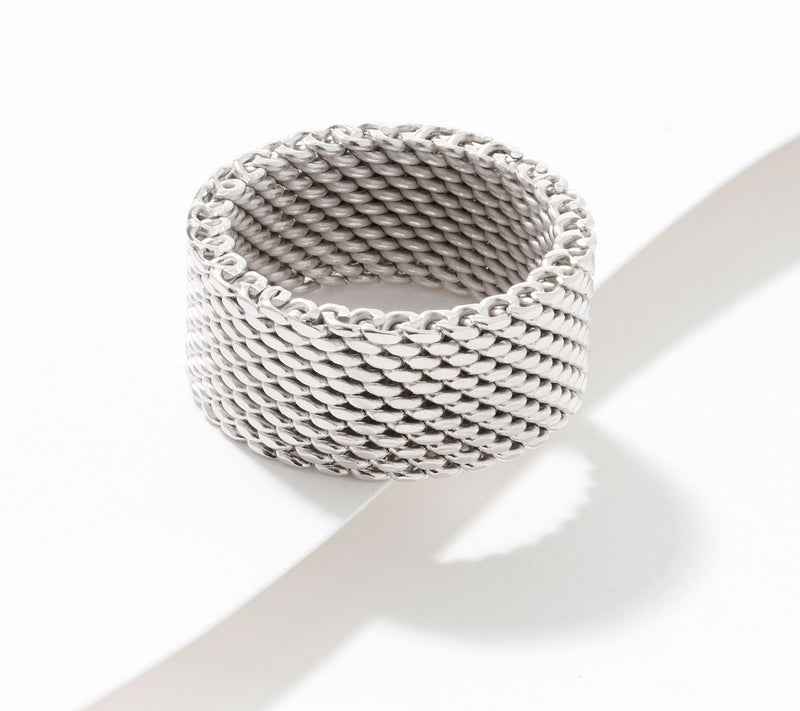 David Markstein Bronze Couture Tessutto Mesh Band Ring — View 7
