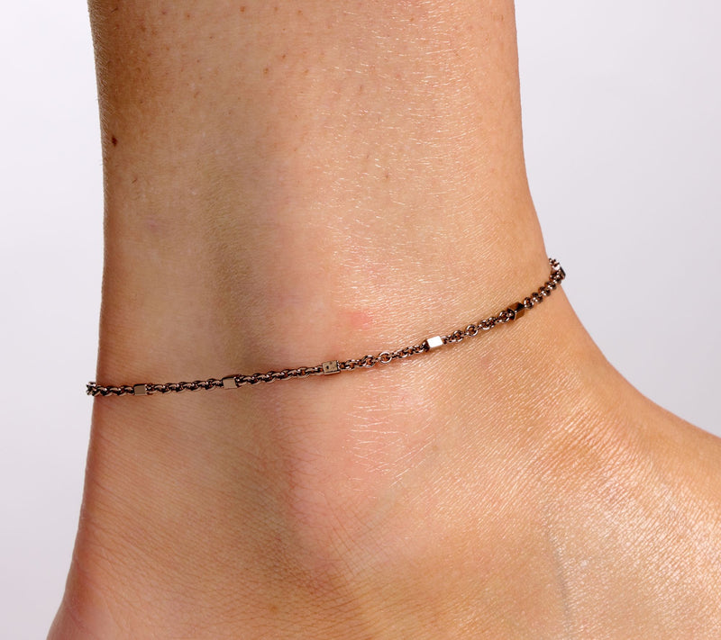 David Markstein Bronze Premiere Luxe Cube Station Anklet — View 24