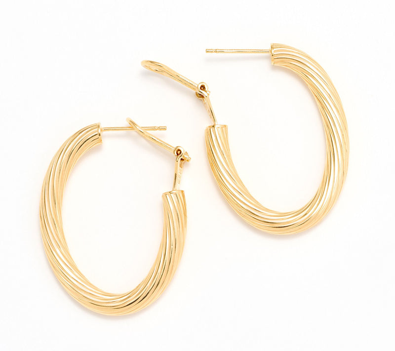 UltraFine 950 Silver Omega Back 1 1/4" Hoop Earrings — View 2