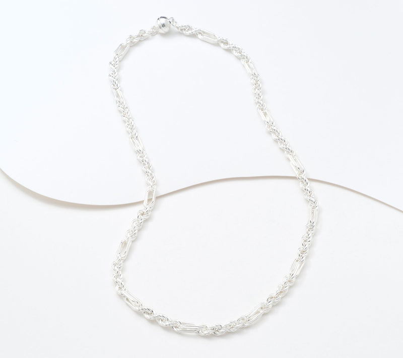 UltraFine 950 Silver Figarope Chain Magnetic Clasp 18" Necklace — View 2