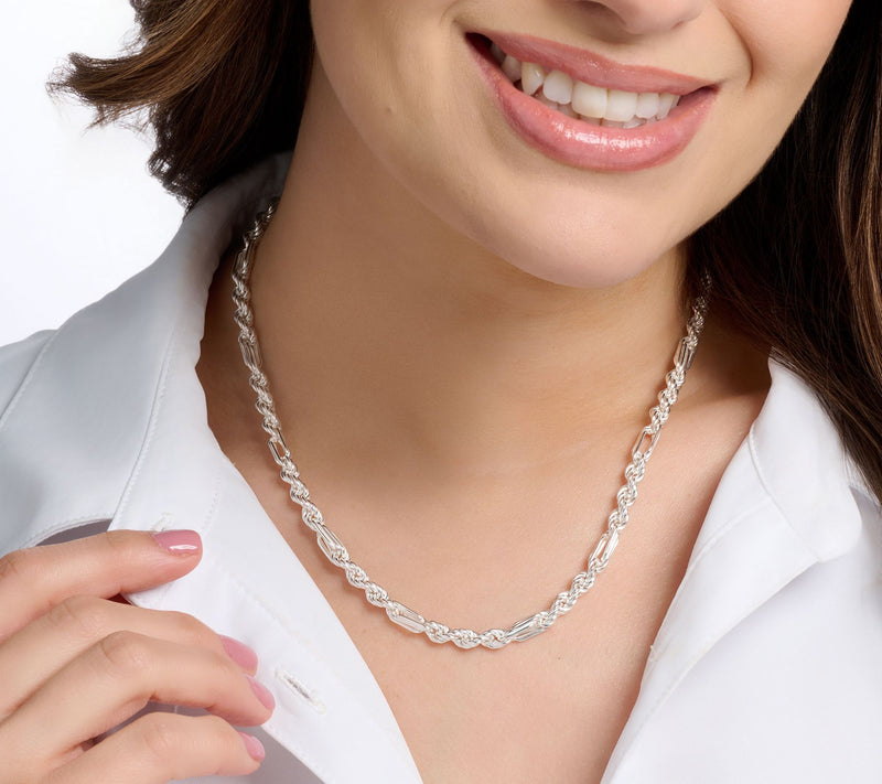 UltraFine 950 Silver Figarope Chain Magnetic Clasp 18" Necklace — View 4