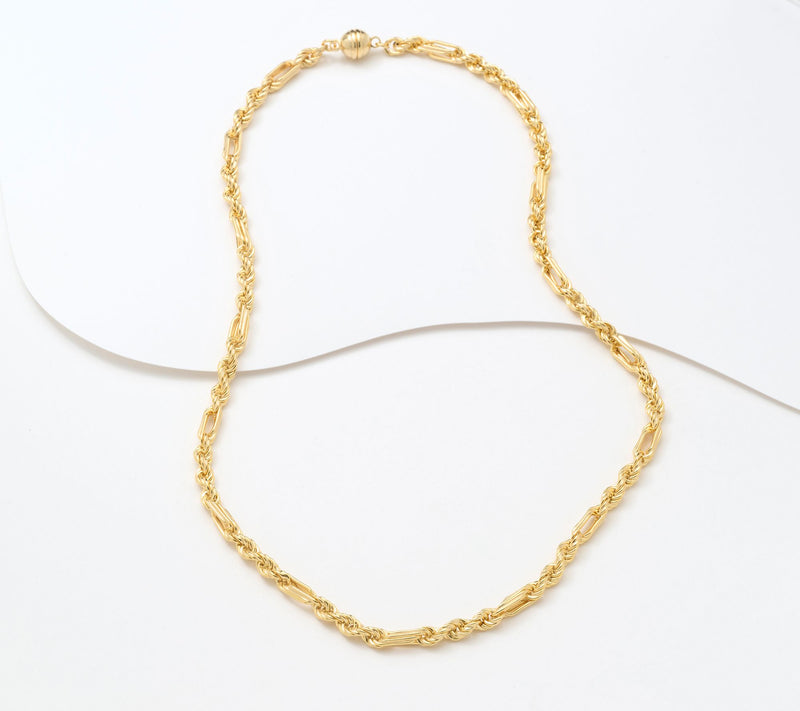 UltraFine 950 Silver Figarope Chain Magnetic Clasp 20" Necklace — View 2