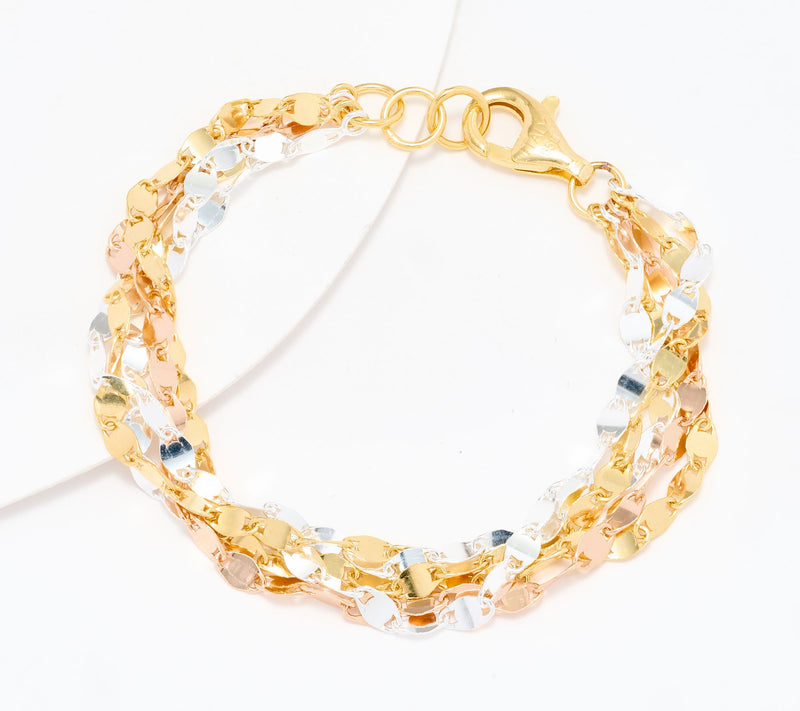 UltraFine 950 Silver Multi-Row Mirror Link Bracelet — View 10