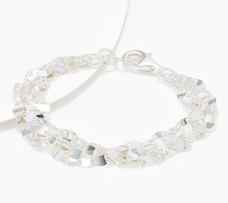 UltraFine 950 Silver Multi-Row Mirror Link Bracelet — View 5