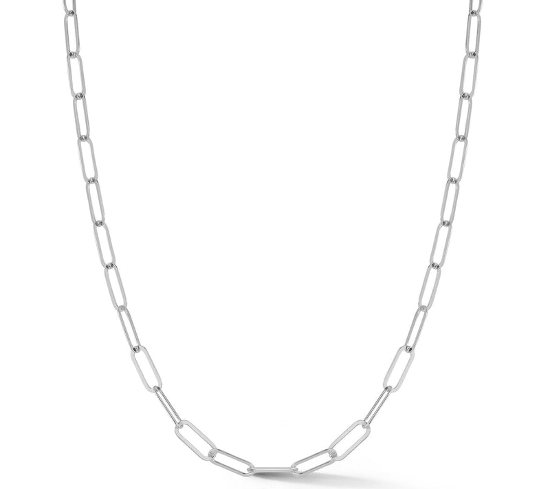 Italian Silver 20" Thin Paperclip Chain Necklace, Sterling — View 3