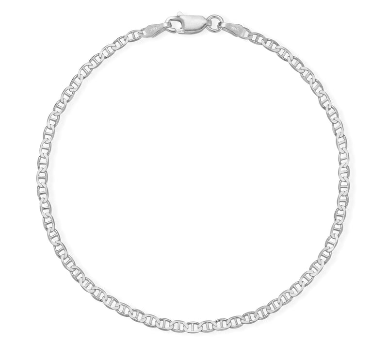 Italian Silver 10" Mariner Ankle Bracelet, Sterling — View 7