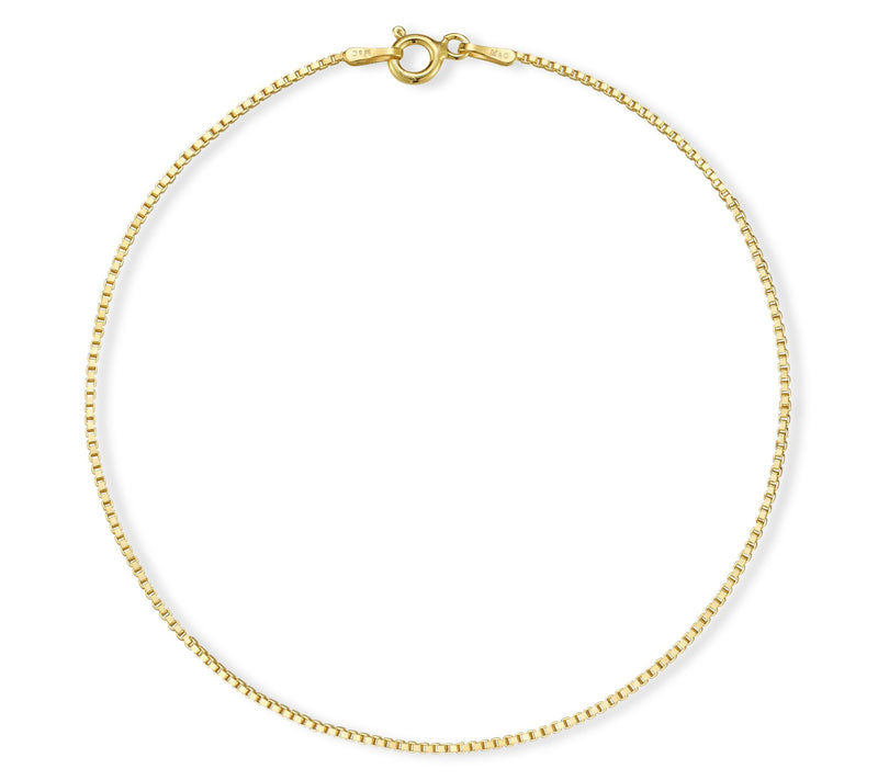 Italian Silver 9" Box Chain Ankle Bracelet, Sterling — View 8