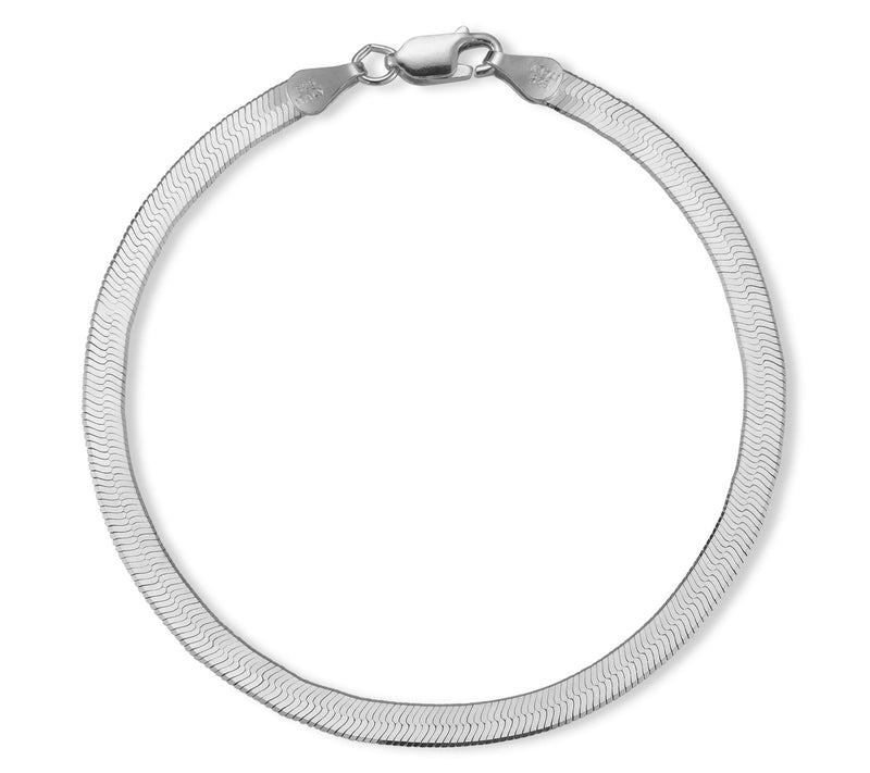 Italian Silver 9" Herringbone Ankle Bracelet, Sterling — View 7