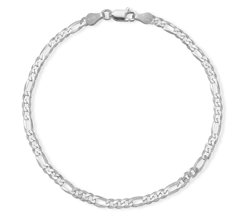 Italian Silver 8" Figaro Chain Bracelet, Sterling — View 7