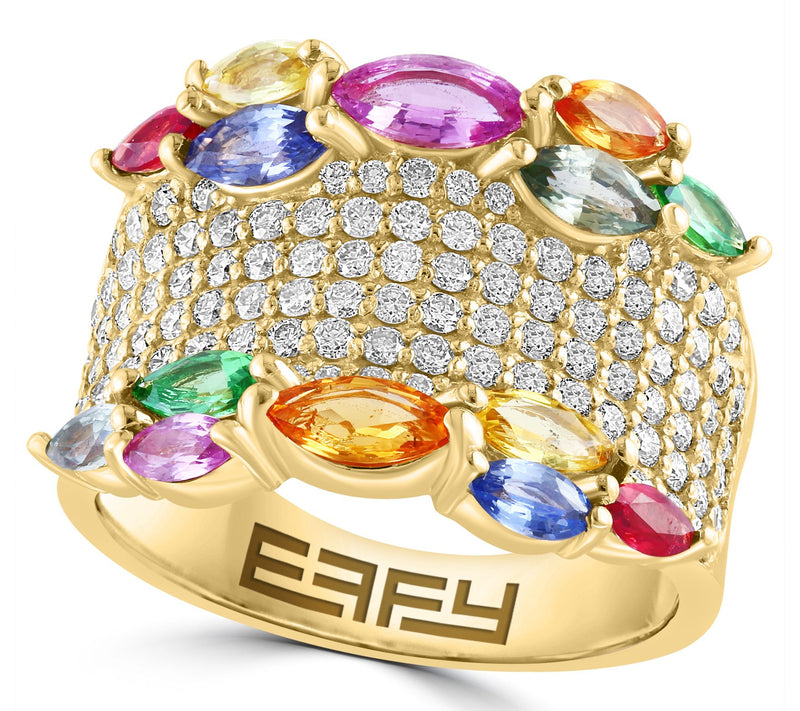 Effy Diamond & Multi Sapphire & Tsavorite Ring,14K Gold — Main view