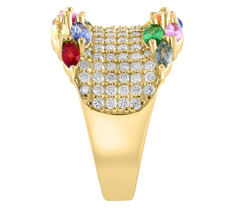 Effy Diamond & Multi Sapphire & Tsavorite Ring,14K Gold — View 3