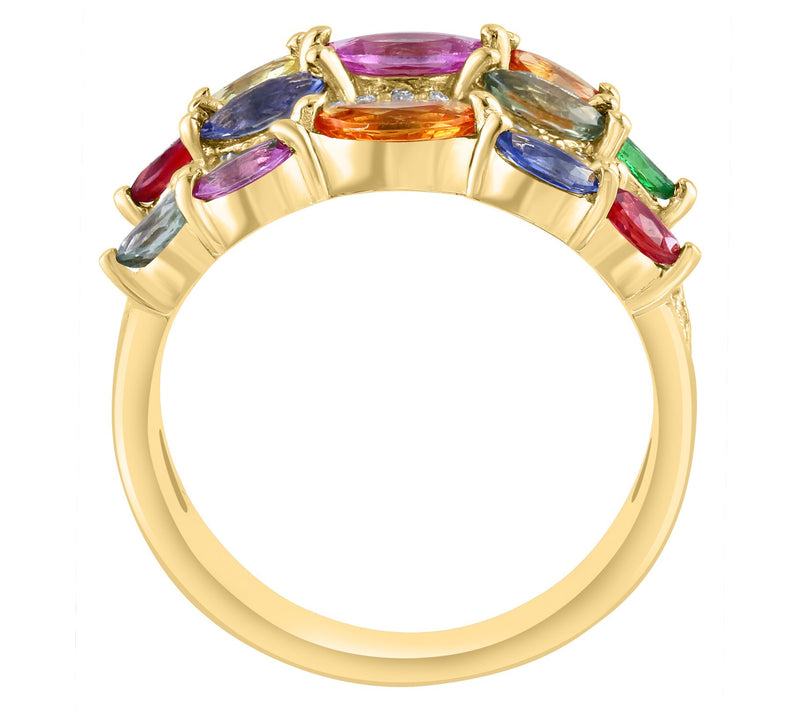 Effy Diamond & Multi Sapphire & Tsavorite Ring,14K Gold — View 2
