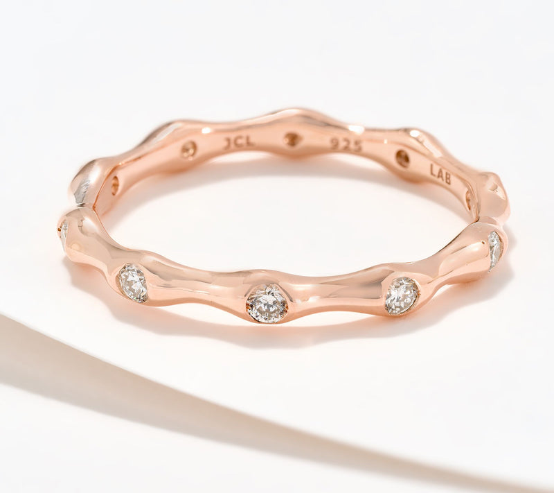 Fire Light Lab Grown Diamond 0.3 cttw Bamboo Ring, Sterling — View 7