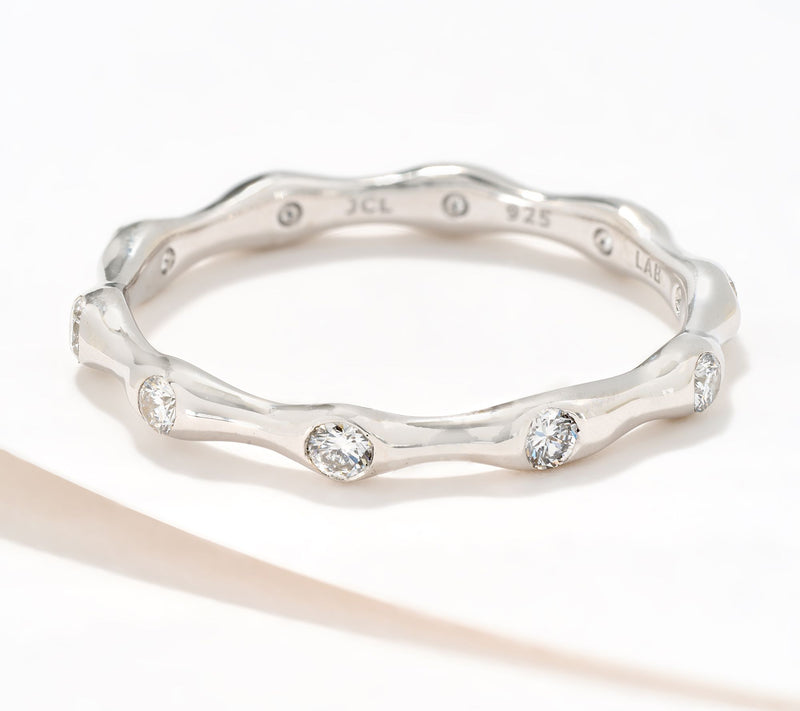 Fire Light Lab Grown Diamond 0.3 cttw Bamboo Ring, Sterling — View 8