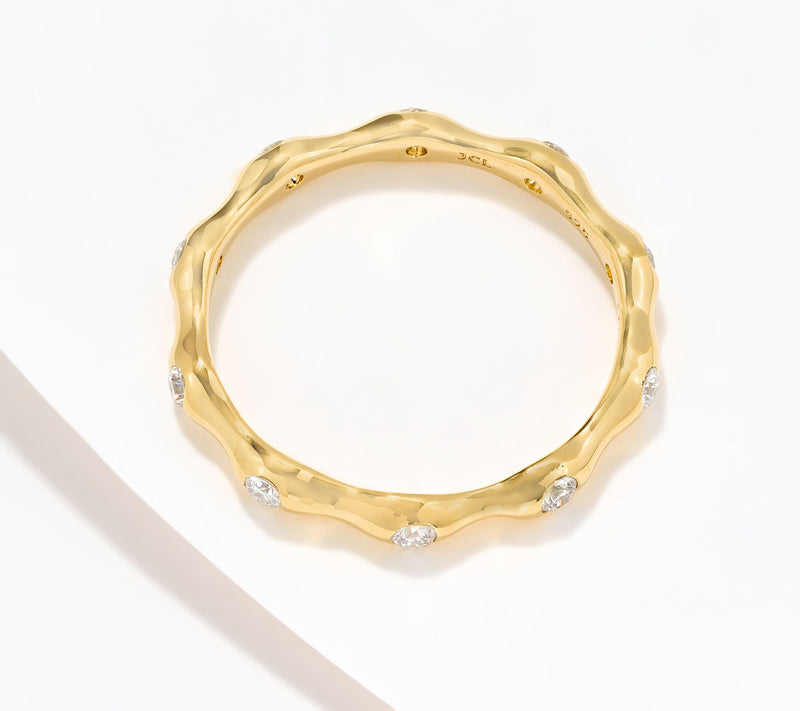 Fire Light Lab Grown Diamond 0.3 cttw Bamboo Ring, Sterling — View 2