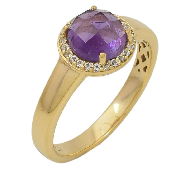 Affinity Gems Multi-Gemstone Halo Ring, 14K Plated — View 9