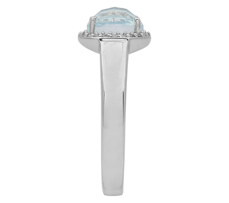 Affinity Gems Blue Topaz & Zircon Halo Ring, Sterling Silver — View 4