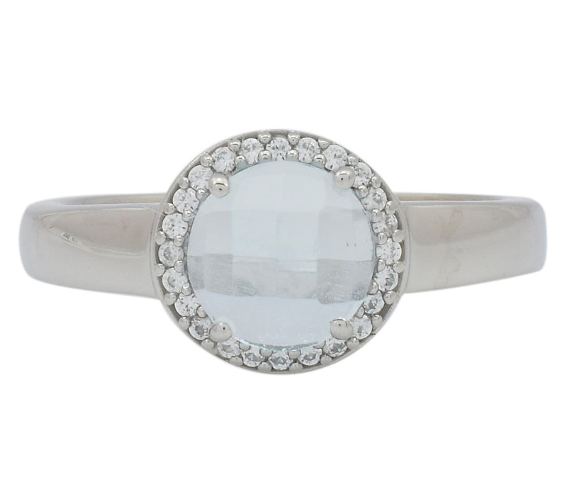 Affinity Gems Blue Topaz & Zircon Halo Ring, Sterling Silver — View 2