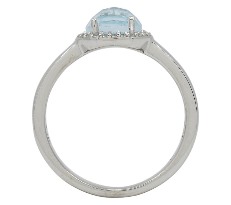 Affinity Gems Blue Topaz & Zircon Halo Ring, Sterling Silver — View 5