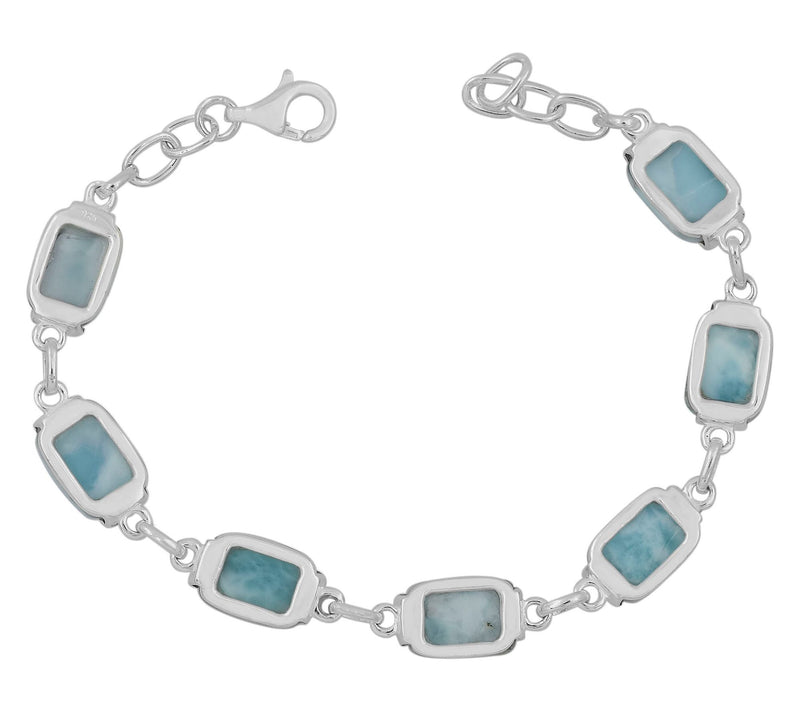 Affinity Gems Larimar High Polished Station Bracelet, Sterling — View 3