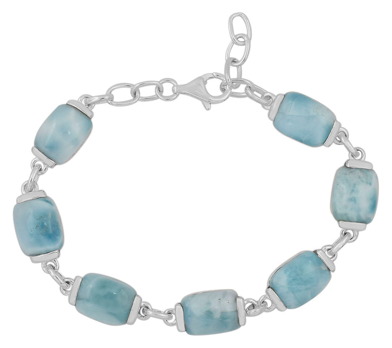 Affinity Gems Larimar High Polished Station Bracelet, Sterling — View 2