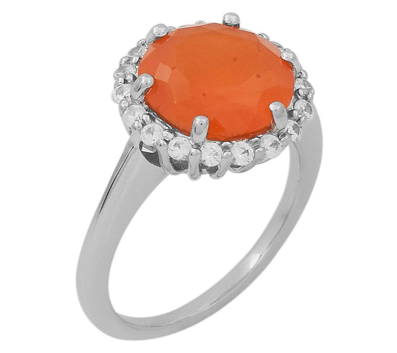 Affinity Gems Gemstone & Zircon Halo Ring, Sterling Silver — Main view