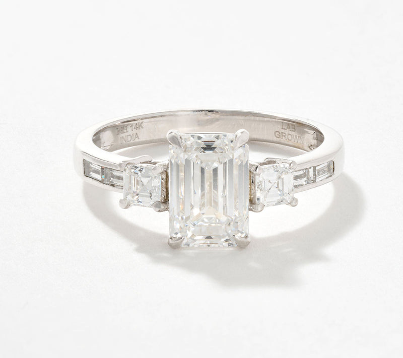 Fire Light Lab Grown Diamond 2.15 cttw Emerald Cut Ring, 14K — View 8