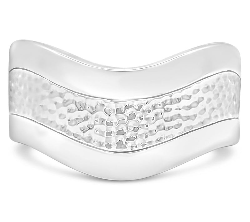 Ariva Sterling Silver Hammered Wave Band Ring — Main view