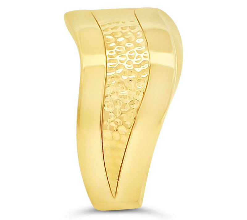 Ariva 18K Gold Clad Hammered Wave Band Ring — View 3