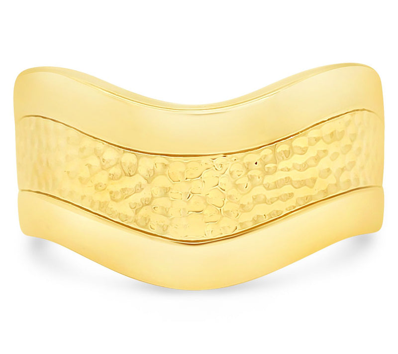 Ariva 18K Gold Clad Hammered Wave Band Ring — Main view
