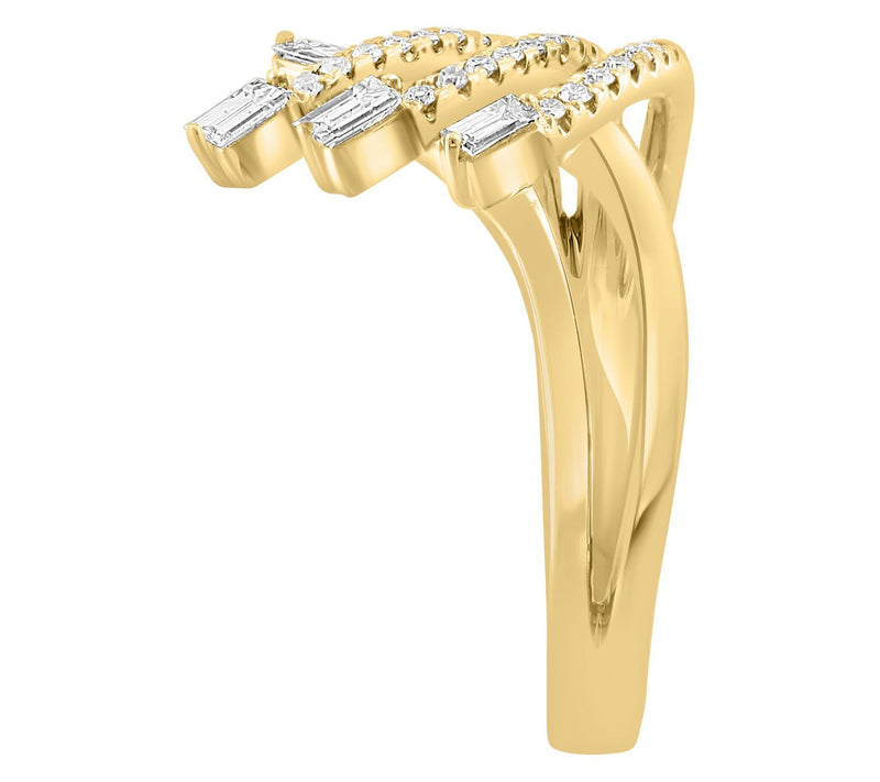Effy Baguette & Round Cut Diamond Cocktail Ring, 14K Gold — View 3