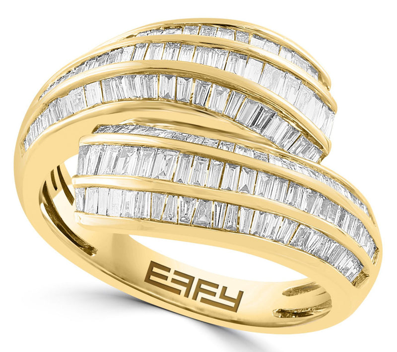 Effy 0.80 cttw Diamond Baguette Multi-Row Ring,14K Gold — Main view