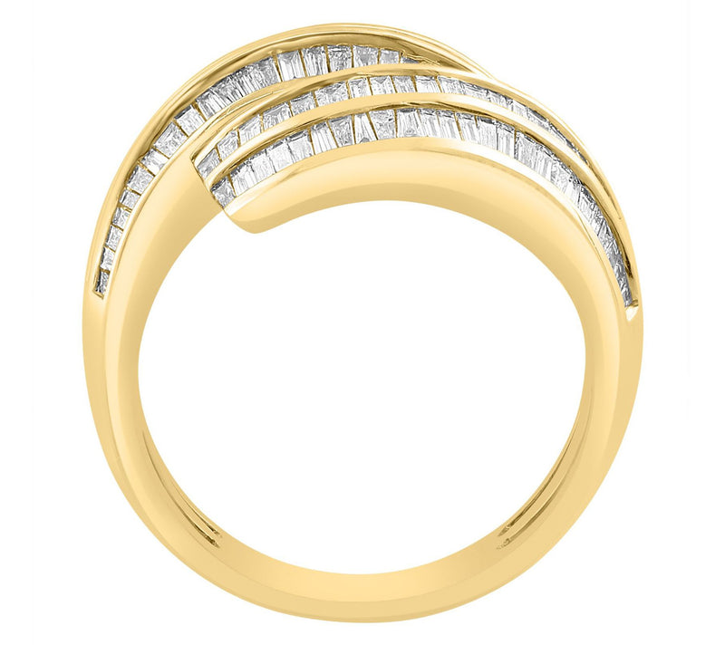 Effy 0.80 cttw Diamond Baguette Multi-Row Ring,14K Gold — View 2