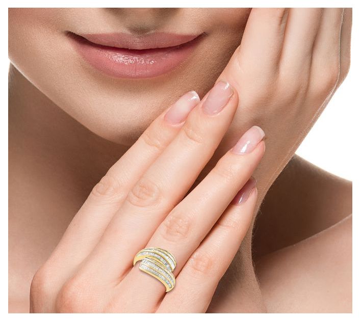 Effy 0.80 cttw Diamond Baguette Multi-Row Ring,14K Gold — View 4