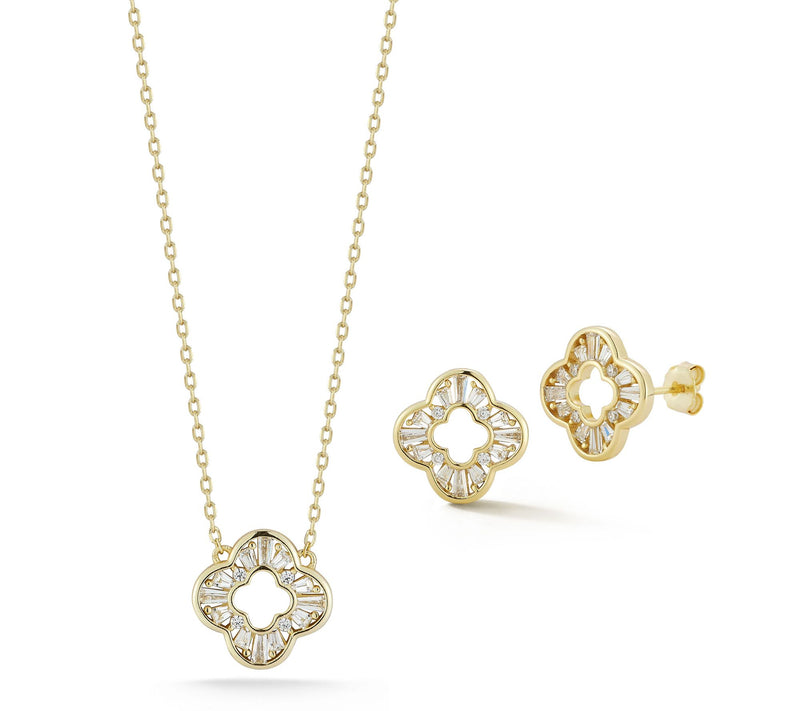 Sterlina Silver Clover Necklace & Stud EarringsSet, Sterling — View 5