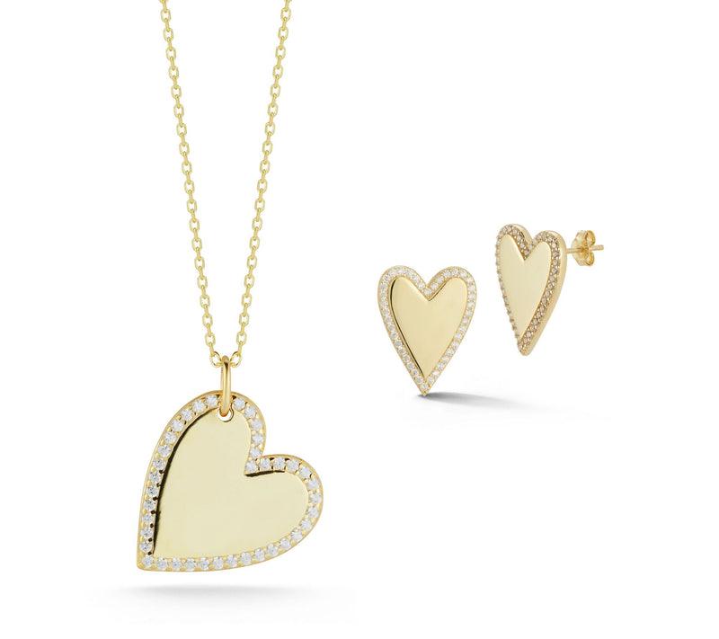 Sterlina Silver Heart Necklace & Stud EarringsSet, Sterling — View 5