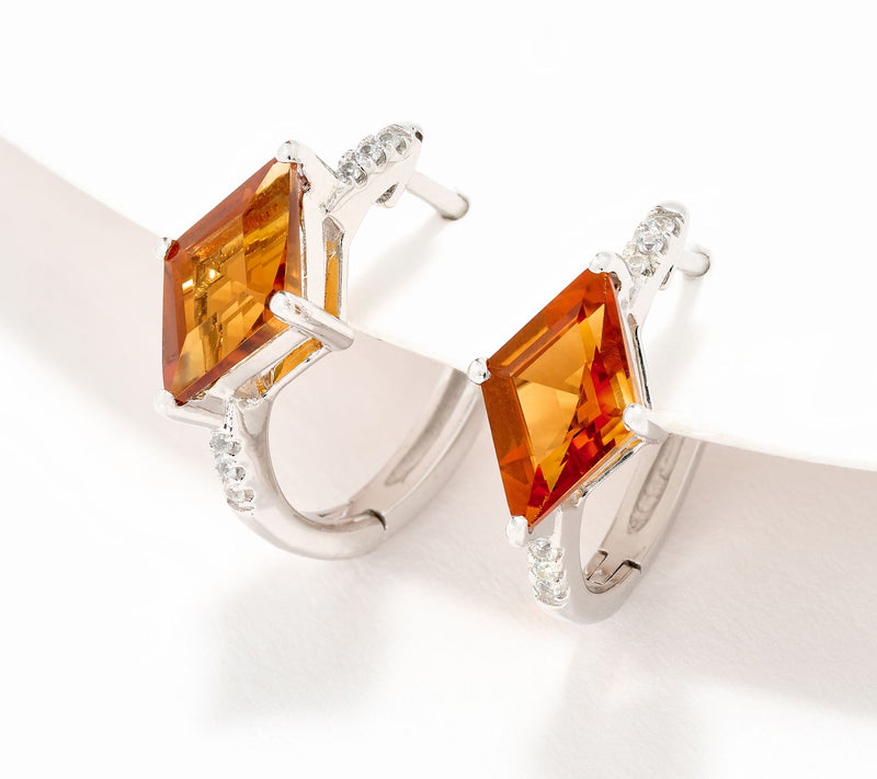 Affinity Gems Precious Gem & White Zircon Kite Cut Earrings, Sterl — View 8