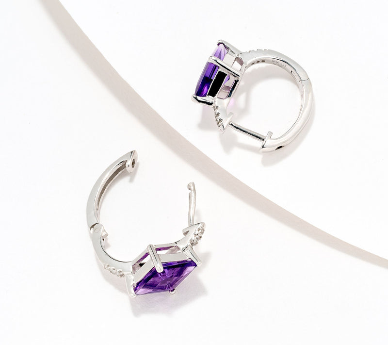 Affinity Gems Precious Gem & White Zircon Kite Cut Earrings, Sterl — View 2