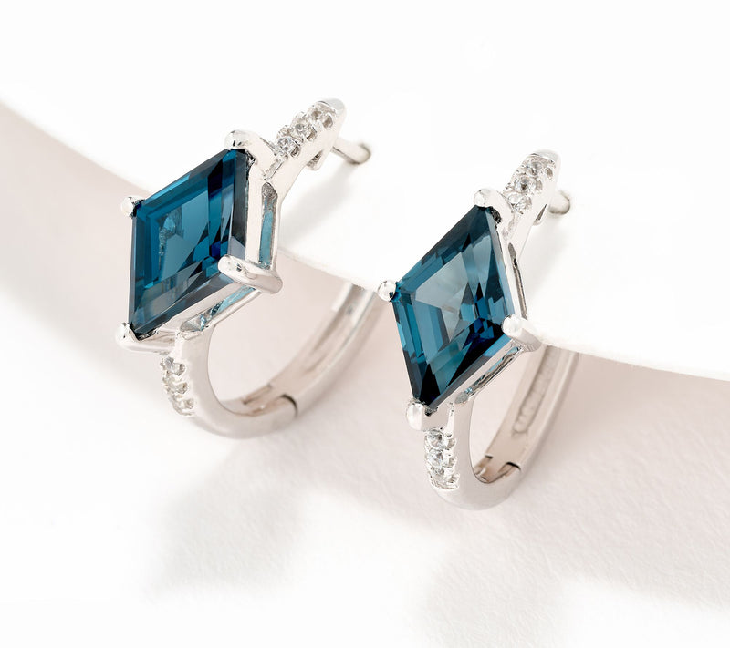 Affinity Gems Precious Gem & White Zircon Kite Cut Earrings, Sterl — View 9