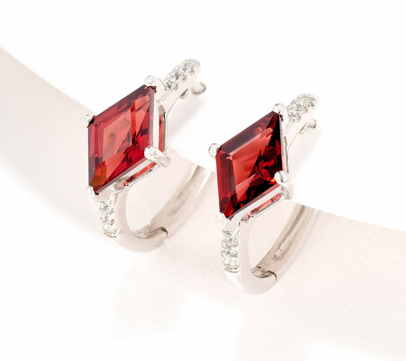 Affinity Gems Precious Gem & White Zircon Kite Cut Earrings, Sterl — View 11