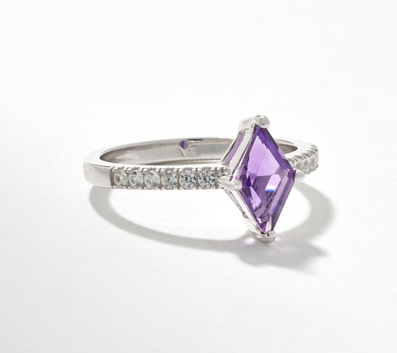 Affinity Gems Precious Gem & White Zircon Kite Cut Ring Sterling Silver — View 4