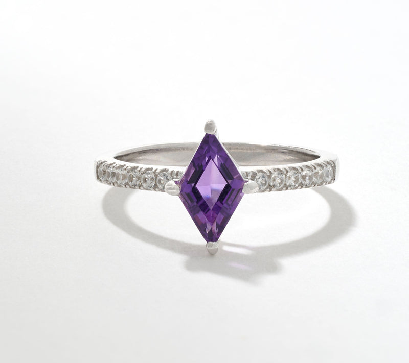 Affinity Gems Precious Gem & White Zircon Kite Cut Ring Sterling Silver — View 13