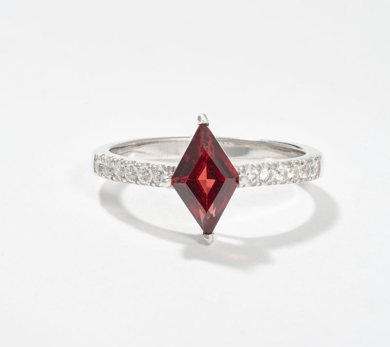 Affinity Gems Precious Gem & White Zircon Kite Cut Ring Sterling Silver — View 14