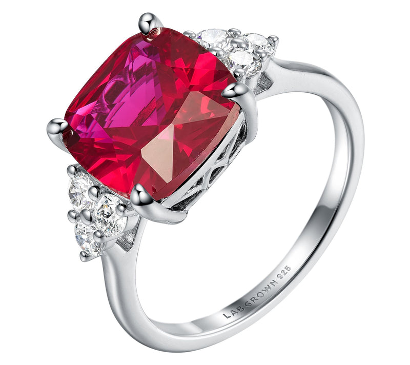 Fire Light Lab Grown Diamond & Gemstone Ring, Sterling — View 4