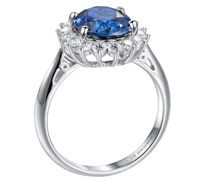 Fire Light Lab Grown Diamond & Sapphire Ring, S terling Silver — View 3