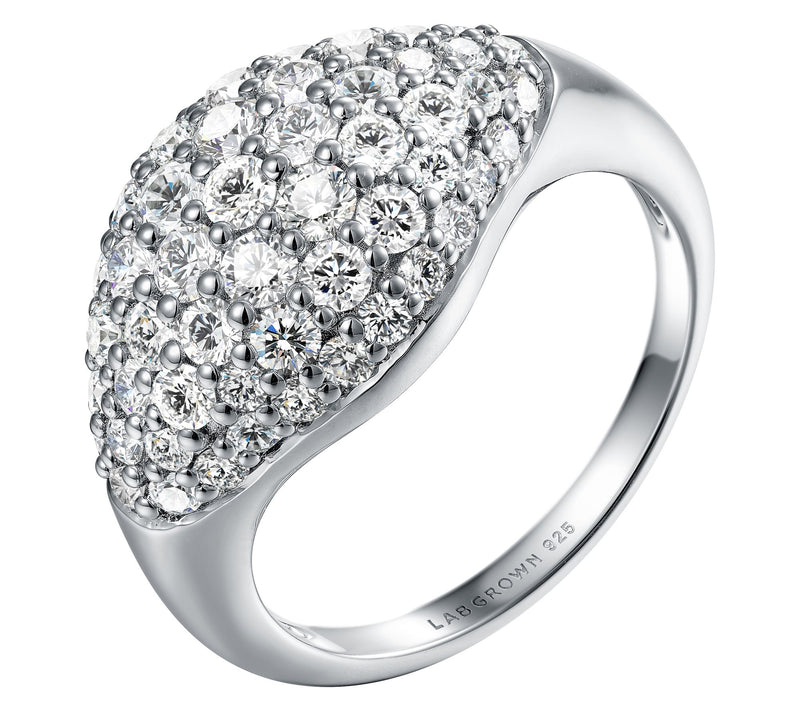 Fire Light 1.45 cttw Lab Grown Diamond Signet R ing, Sterling — Main view