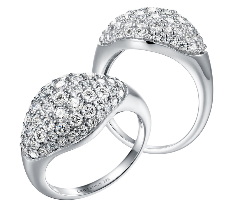 Fire Light 1.45 cttw Lab Grown Diamond Signet R ing, Sterling — View 3