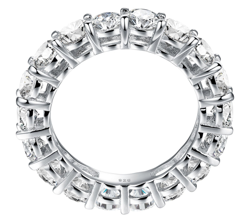 Moissanite Luxe Round Cut Eternity Band, Sterling Silver — View 3