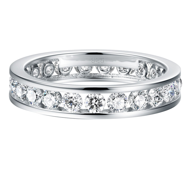 Moissanite Luxe Tension Set Eternity Band Ring,Sterling — Main view